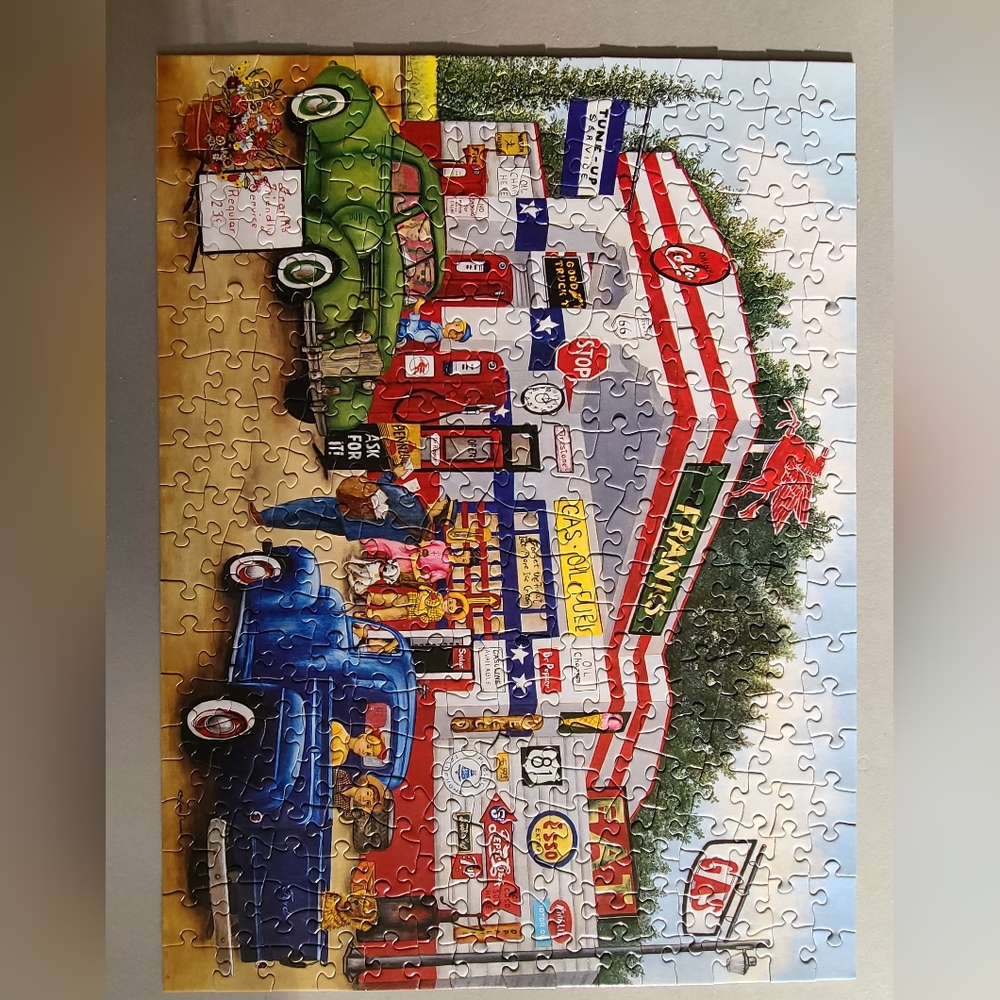 Frank's Friendly Service Jigsaw Puzzle Vintage 1950's Gas Station Bits & Pieces - Picture 2 of 5